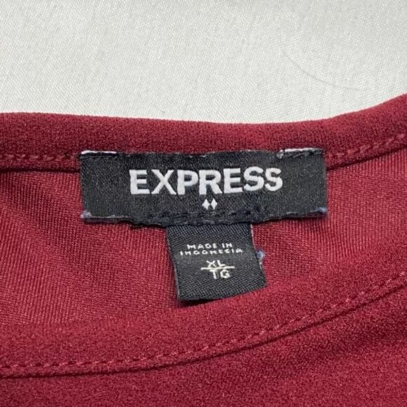 Express Blouse Women's Size XL Maroon Long Sleeve Dark Red Ladies Top Shirt EUC - Picture 9 of 10